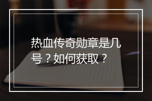 热血传奇勋章是几号？如何获取？