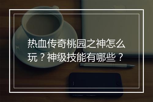 热血传奇桃园之神怎么玩？神级技能有哪些？