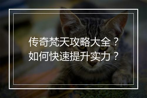 传奇梵天攻略大全？如何快速提升实力？