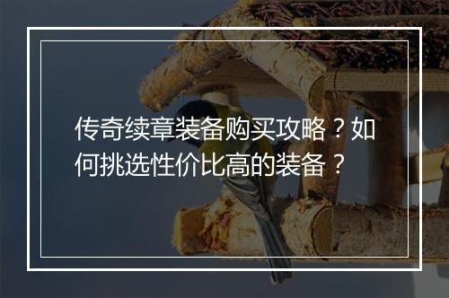 传奇续章装备购买攻略？如何挑选性价比高的装备？