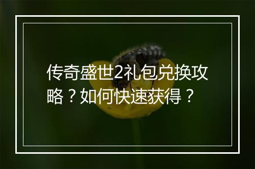传奇盛世2礼包兑换攻略？如何快速获得？