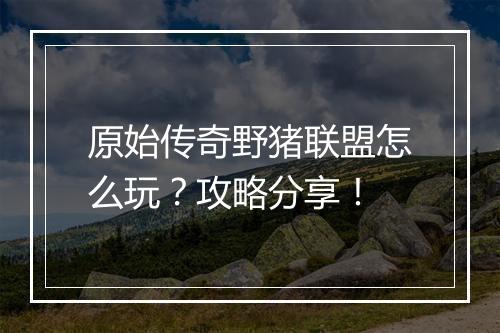 原始传奇野猪联盟怎么玩？攻略分享！