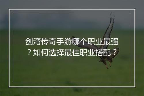 剑湾传奇手游哪个职业最强？如何选择最佳职业搭配？