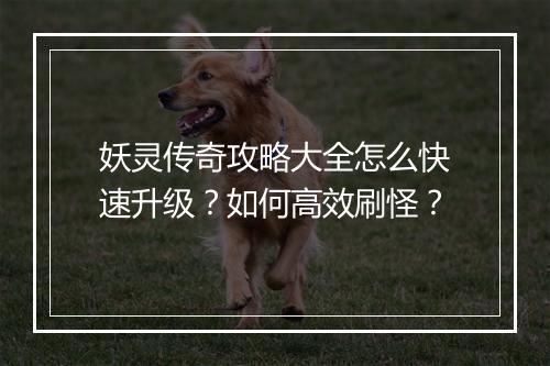 妖灵传奇攻略大全怎么快速升级？如何高效刷怪？