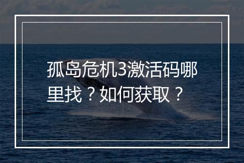 孤岛危机3激活码哪里找？如何获取？
