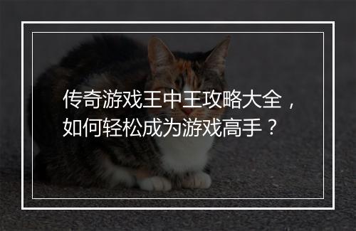 传奇游戏王中王攻略大全，如何轻松成为游戏高手？
