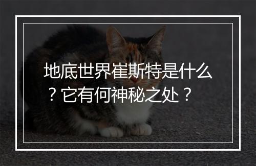 地底世界崔斯特是什么？它有何神秘之处？