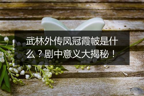武林外传凤冠霞帔是什么？剧中意义大揭秘！