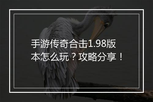 手游传奇合击1.98版本怎么玩？攻略分享！