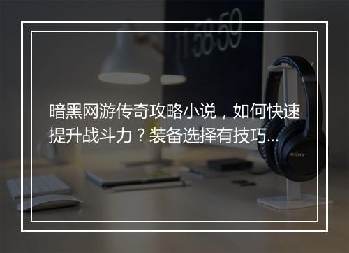 暗黑网游传奇攻略小说，如何快速提升战斗力？装备选择有技巧吗？