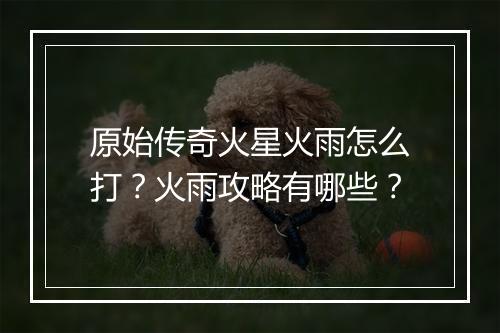 原始传奇火星火雨怎么打？火雨攻略有哪些？