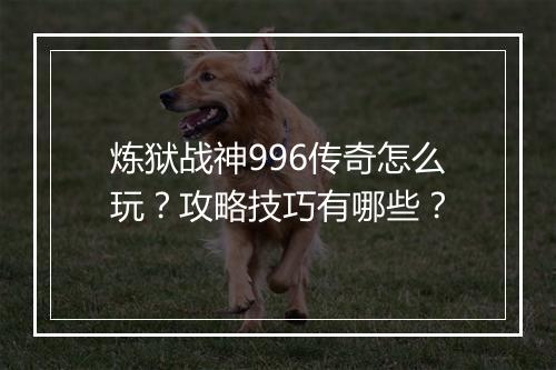 炼狱战神996传奇怎么玩？攻略技巧有哪些？