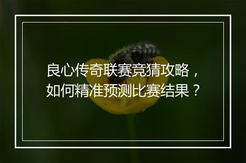 良心传奇联赛竞猜攻略，如何精准预测比赛结果？