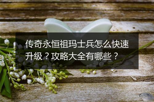传奇永恒祖玛士兵怎么快速升级？攻略大全有哪些？