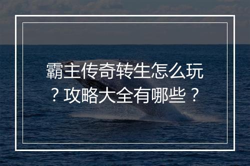 霸主传奇转生怎么玩？攻略大全有哪些？
