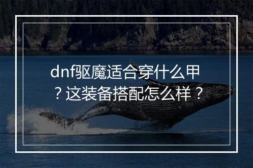 dnf驱魔适合穿什么甲？这装备搭配怎么样？