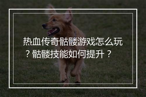 热血传奇骷髅游戏怎么玩？骷髅技能如何提升？