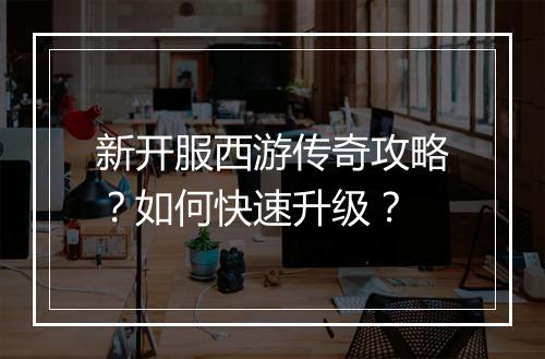新开服西游传奇攻略？如何快速升级？