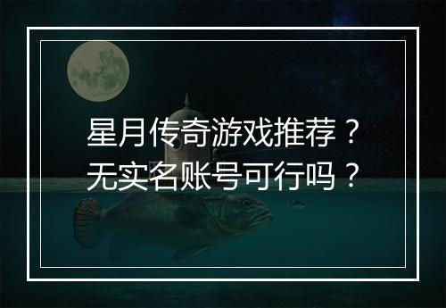 星月传奇游戏推荐？无实名账号可行吗？