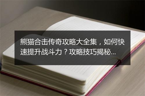 熊猫合击传奇攻略大全集，如何快速提升战斗力？攻略技巧揭秘！
