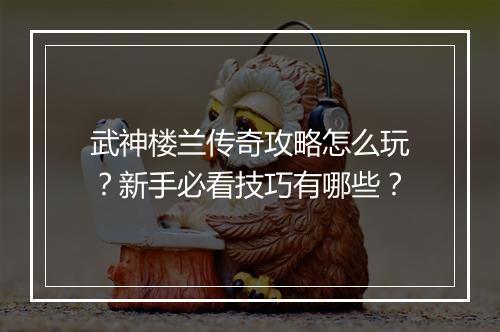 武神楼兰传奇攻略怎么玩？新手必看技巧有哪些？