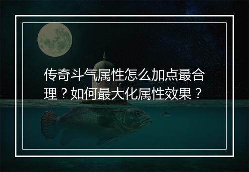 传奇斗气属性怎么加点最合理？如何最大化属性效果？