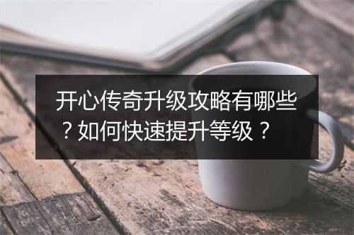 开心传奇升级攻略有哪些？如何快速提升等级？