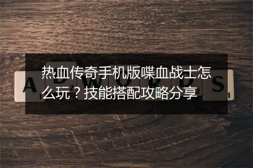 热血传奇手机版喋血战士怎么玩？技能搭配攻略分享