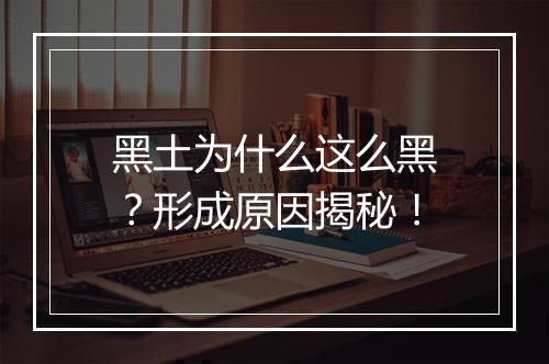 黑土为什么这么黑？形成原因揭秘！