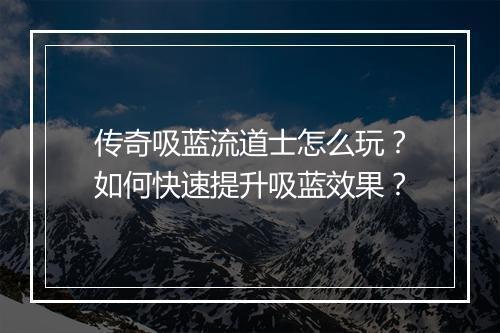 传奇吸蓝流道士怎么玩？如何快速提升吸蓝效果？