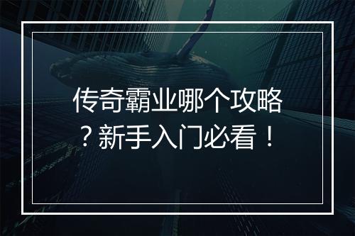 传奇霸业哪个攻略？新手入门必看！