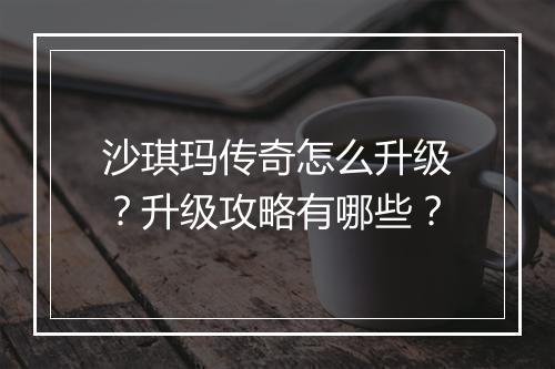 沙琪玛传奇怎么升级？升级攻略有哪些？