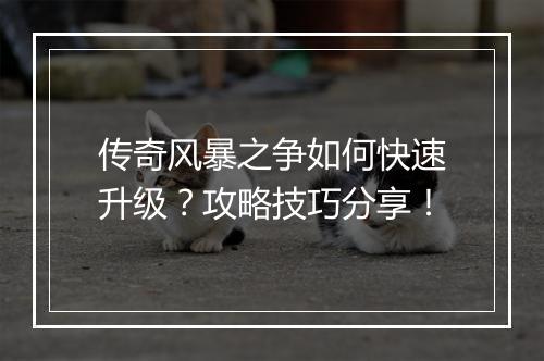 传奇风暴之争如何快速升级？攻略技巧分享！