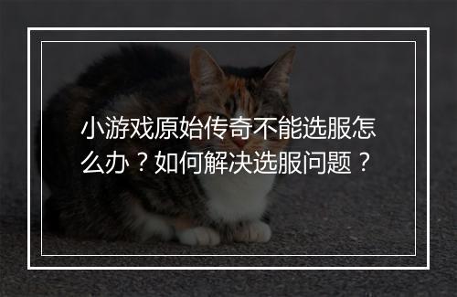 小游戏原始传奇不能选服怎么办？如何解决选服问题？