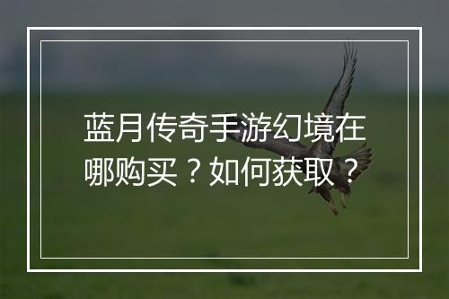 蓝月传奇手游幻境在哪购买？如何获取？