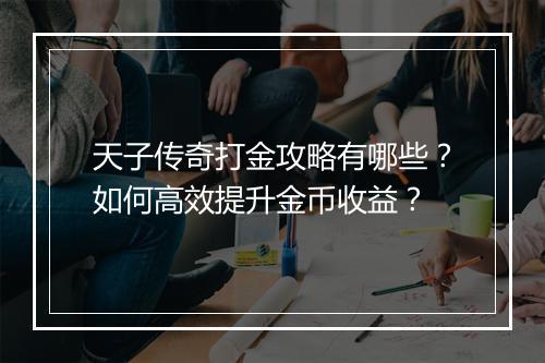 天子传奇打金攻略有哪些？如何高效提升金币收益？