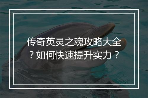 传奇英灵之魂攻略大全？如何快速提升实力？