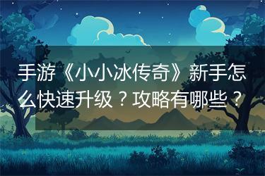 手游《小小冰传奇》新手怎么快速升级？攻略有哪些？