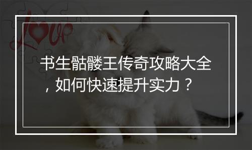 书生骷髅王传奇攻略大全，如何快速提升实力？