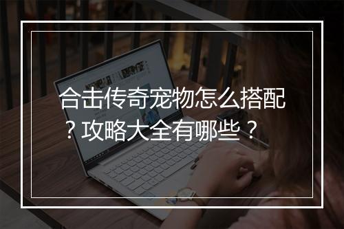 合击传奇宠物怎么搭配？攻略大全有哪些？
