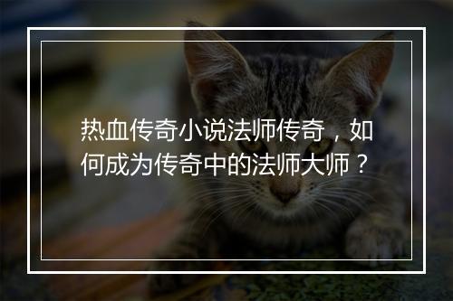 热血传奇小说法师传奇，如何成为传奇中的法师大师？