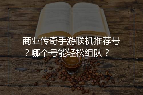 商业传奇手游联机推荐号？哪个号能轻松组队？