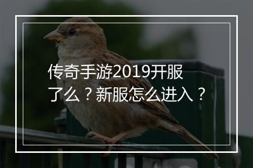传奇手游2019开服了么？新服怎么进入？