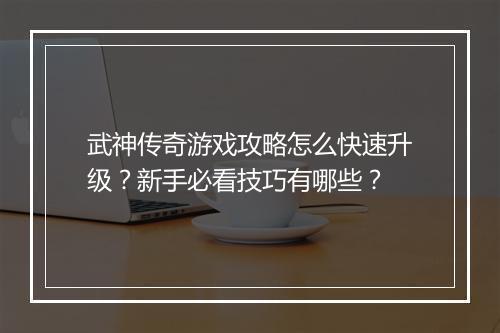 武神传奇游戏攻略怎么快速升级？新手必看技巧有哪些？