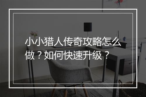 小小猎人传奇攻略怎么做？如何快速升级？