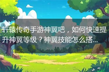 轩辕传奇手游神翼吧，如何快速提升神翼等级？神翼技能怎么搭配？