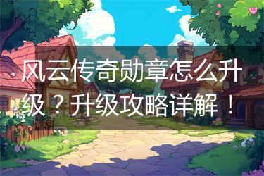 风云传奇勋章怎么升级？升级攻略详解！