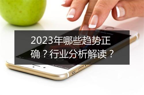 2023年哪些趋势正确？行业分析解读？