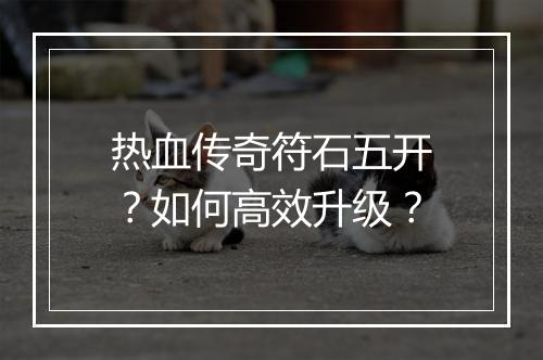 热血传奇符石五开？如何高效升级？