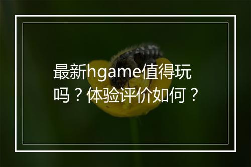 最新hgame值得玩吗？体验评价如何？